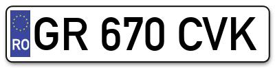 Placuta inmatriculare numar auto  GR-670-CVK, GR 670 CVK, GR670CVK
