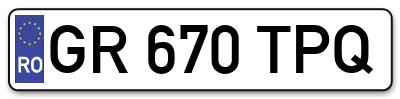 Placuta inmatriculare numar auto  GR-670-TPQ, GR 670 TPQ, GR670TPQ