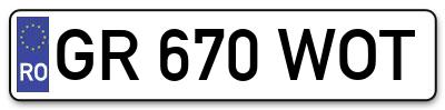 Placuta inmatriculare numar auto  GR-670-WOT, GR 670 WOT, GR670WOT