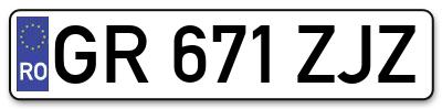Placuta inmatriculare numar auto  GR-671-ZJZ, GR 671 ZJZ, GR671ZJZ