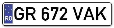 Placuta inmatriculare numar auto  GR-672-VAK, GR 672 VAK, GR672VAK