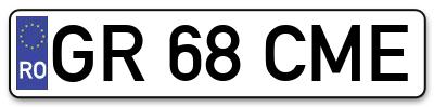 Placuta inmatriculare numar auto  GR-68-CME, GR 68 CME, GR68CME