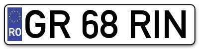 Placuta inmatriculare numar auto  GR-68-RIN, GR 68 RIN, GR68RIN