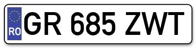 Placuta inmatriculare numar auto  GR-685-ZWT, GR 685 ZWT, GR685ZWT