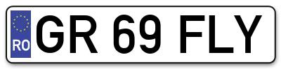 Placuta inmatriculare numar auto  GR-69-FLY, GR 69 FLY, GR69FLY