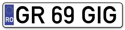 Placuta inmatriculare numar auto  GR-69-GIG, GR 69 GIG, GR69GIG