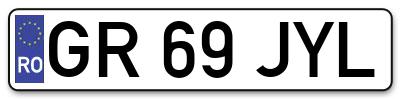 Placuta inmatriculare numar auto  GR-69-JYL, GR 69 JYL, GR69JYL