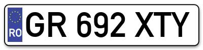 Placuta inmatriculare numar auto  GR-692-XTY, GR 692 XTY, GR692XTY