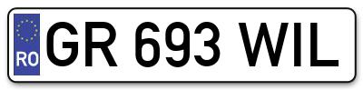 Placuta inmatriculare numar auto  GR-693-WIL, GR 693 WIL, GR693WIL