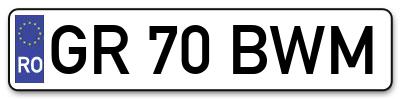 Placuta inmatriculare numar auto  GR-70-BWM, GR 70 BWM, GR70BWM