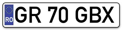 Placuta inmatriculare numar auto  GR-70-GBX, GR 70 GBX, GR70GBX