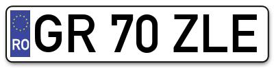 Placuta inmatriculare numar auto  GR-70-ZLE, GR 70 ZLE, GR70ZLE
