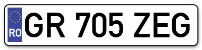 Placuta inmatriculare numar auto  GR-705-ZEG, GR 705 ZEG, GR705ZEG
