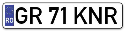 Placuta inmatriculare numar auto  GR-71-KNR, GR 71 KNR, GR71KNR