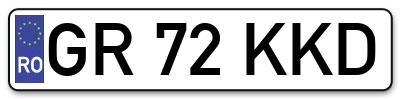 Placuta inmatriculare numar auto  GR-72-KKD, GR 72 KKD, GR72KKD
