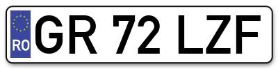 Placuta inmatriculare numar auto  GR-72-LZF, GR 72 LZF, GR72LZF