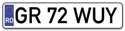 Placuta inmatriculare numar auto  GR-72-WUY, GR 72 WUY, GR72WUY