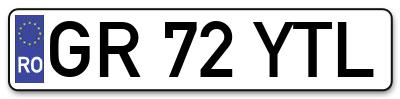 Placuta inmatriculare numar auto  GR-72-YTL, GR 72 YTL, GR72YTL