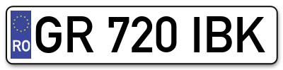 Placuta inmatriculare numar auto  GR-720-IBK, GR 720 IBK, GR720IBK