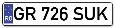 Placuta inmatriculare numar auto  GR-726-SUK, GR 726 SUK, GR726SUK