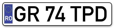 Placuta inmatriculare numar auto  GR-74-TPD, GR 74 TPD, GR74TPD