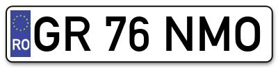 Placuta inmatriculare numar auto  GR-76-NMO, GR 76 NMO, GR76NMO