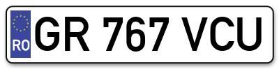 Placuta inmatriculare numar auto  GR-767-VCU, GR 767 VCU, GR767VCU