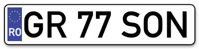 Placuta inmatriculare numar auto  GR-77-SON, GR 77 SON, GR77SON