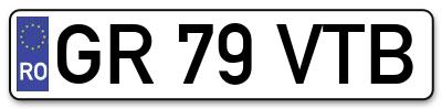 Placuta inmatriculare numar auto  GR-79-VTB, GR 79 VTB, GR79VTB