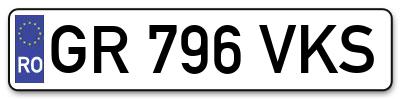 Placuta inmatriculare numar auto  GR-796-VKS, GR 796 VKS, GR796VKS
