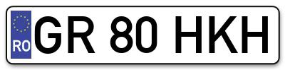 Placuta inmatriculare numar auto  GR-80-HKH, GR 80 HKH, GR80HKH
