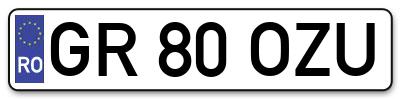 Placuta inmatriculare numar auto  GR-80-OZU, GR 80 OZU, GR80OZU