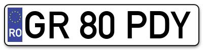 Placuta inmatriculare numar auto  GR-80-PDY, GR 80 PDY, GR80PDY
