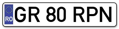 Placuta inmatriculare numar auto  GR-80-RPN, GR 80 RPN, GR80RPN