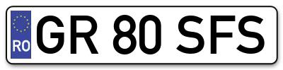 Placuta inmatriculare numar auto  GR-80-SFS, GR 80 SFS, GR80SFS