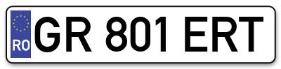 Placuta inmatriculare numar auto  GR-801-ERT, GR 801 ERT, GR801ERT