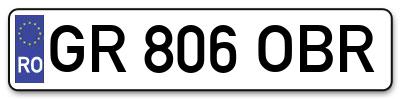 Placuta inmatriculare numar auto  GR-806-OBR, GR 806 OBR, GR806OBR