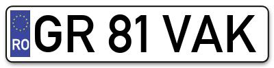Placuta inmatriculare numar auto  GR-81-VAK, GR 81 VAK, GR81VAK