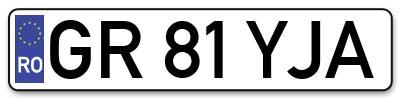 Placuta inmatriculare numar auto  GR-81-YJA, GR 81 YJA, GR81YJA
