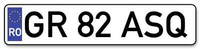 Placuta inmatriculare numar auto  GR-82-ASQ, GR 82 ASQ, GR82ASQ