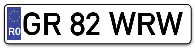 Placuta inmatriculare numar auto  GR-82-WRW, GR 82 WRW, GR82WRW