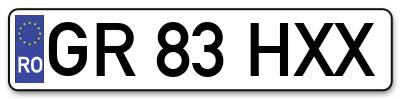 Placuta inmatriculare numar auto  GR-83-HXX, GR 83 HXX, GR83HXX