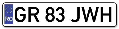 Placuta inmatriculare numar auto  GR-83-JWH, GR 83 JWH, GR83JWH