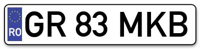 Placuta inmatriculare numar auto  GR-83-MKB, GR 83 MKB, GR83MKB