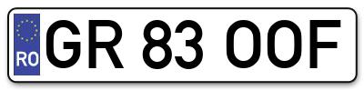Placuta inmatriculare numar auto  GR-83-OOF, GR 83 OOF, GR83OOF