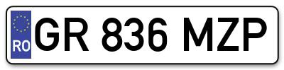 Placuta inmatriculare numar auto  GR-836-MZP, GR 836 MZP, GR836MZP