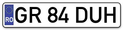 Placuta inmatriculare numar auto  GR-84-DUH, GR 84 DUH, GR84DUH