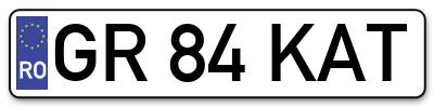 Placuta inmatriculare numar auto  GR-84-KAT, GR 84 KAT, GR84KAT