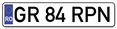 Placuta inmatriculare numar auto  GR-84-RPN, GR 84 RPN, GR84RPN
