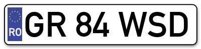 Placuta inmatriculare numar auto  GR-84-WSD, GR 84 WSD, GR84WSD